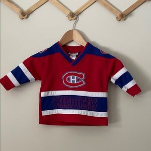 Canadiens Kids Red and Blue Hockey Jersey. size 12 months